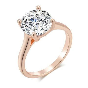 Luxury New Shiny Big AAA Zircon Crystal Rings For Women - Fashion 14K Filled Rose Gold Daily Fine Jewellery
